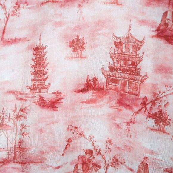 Zara Pajama Top Size 8 Button Up 100% Cotton Long Sleeve‎ Pink Japanese Print - Picture 6 of 10